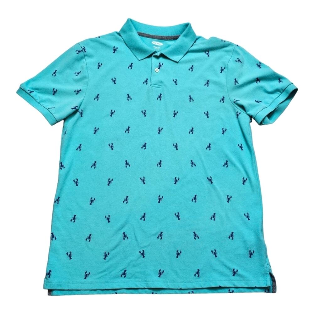 Old Navy Short Sleeve Built in Flex Polo Shirt with Lobster Print Men's Large